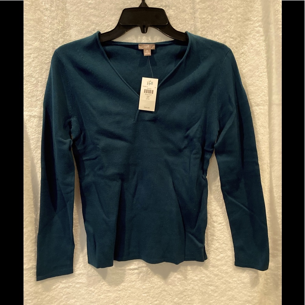 NWT Teal blue v-neck light weight sweater J.Jill